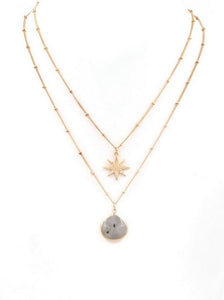 Gray Star Charm Layered Necklace