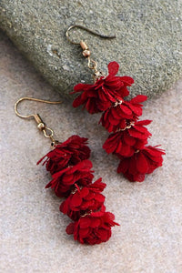 Red Boho Flower Drop Earrings