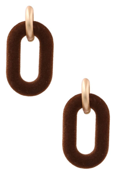 Brown Shea Oval Earrings