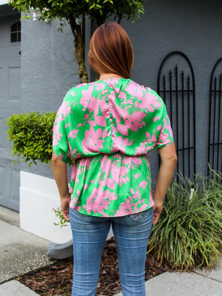 Apple Green Floral Top