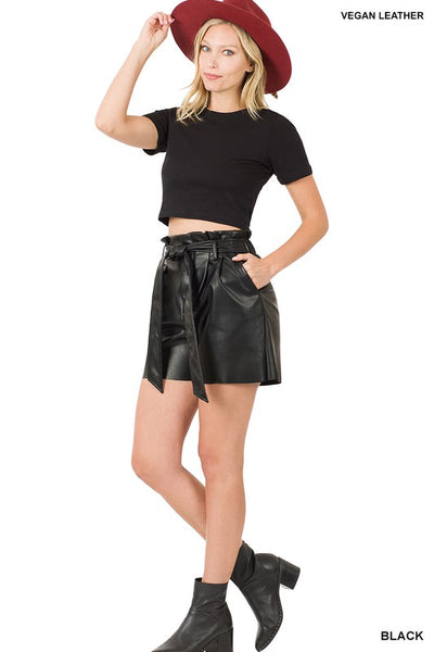 Betty Black Leather Shorts