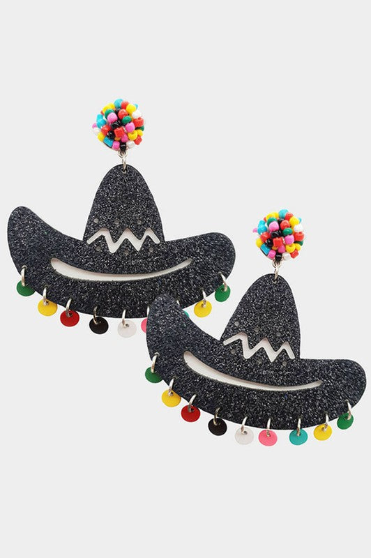 Black Sombrero Earrings