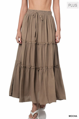 Mocha Jenny Tiered Skirt Curvaceous
