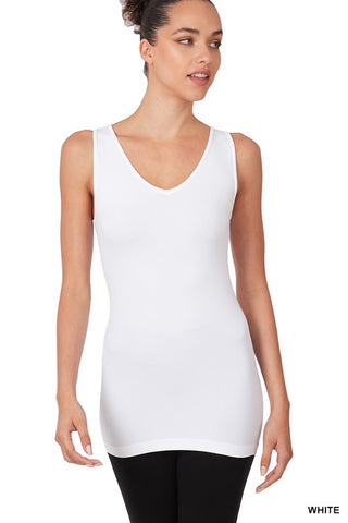 White V Neck Tank - Curvaceous