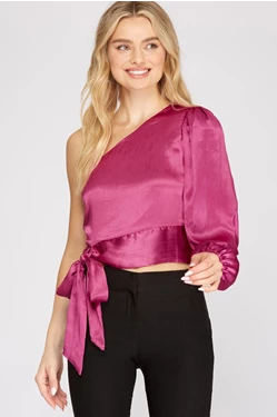 Berry Bright One Shoulder Top