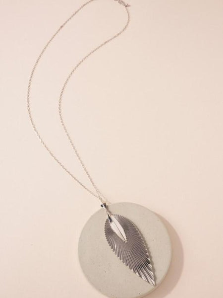 Silver Fan Shaped Necklace
