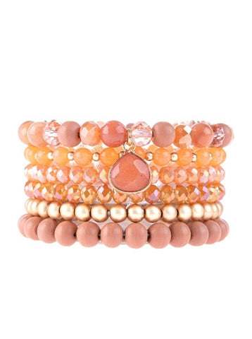 Princess Peach Beaded Bracelet Stack
