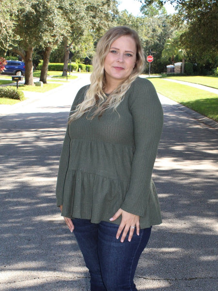 Olive Tiered Babydoll Top