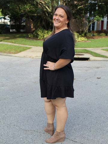 Black Tiered Bottom Dress - Curvaceous