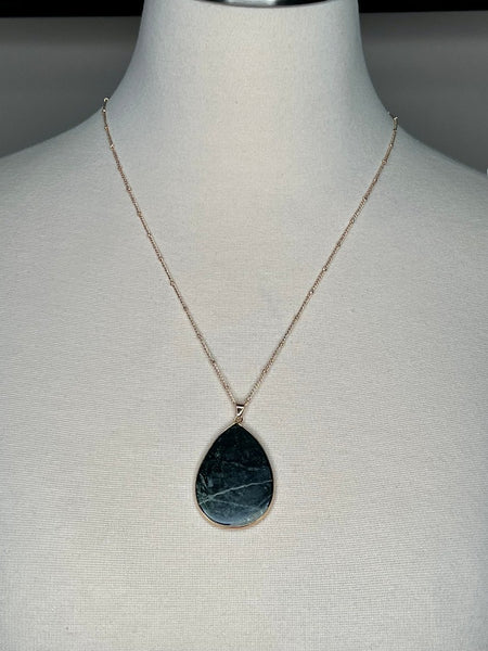 Black Stone Pendant Necklace