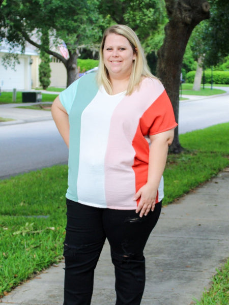 Striped Rainbow Top - Curvaceous