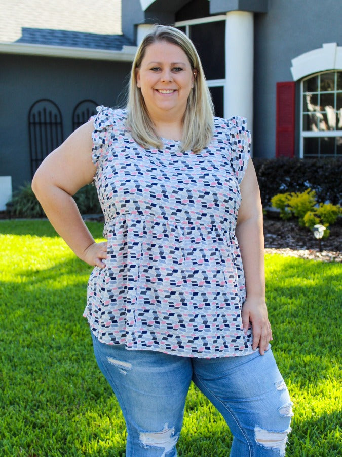 Ivory Navy Top - Curvaceous