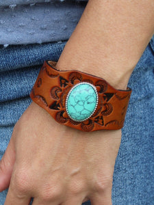 Brown Turquoise Stone Cuff Bracelet