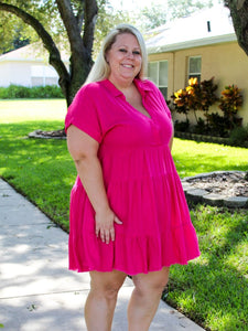 Pretty in Pink Tiered Dress - Curvaceous