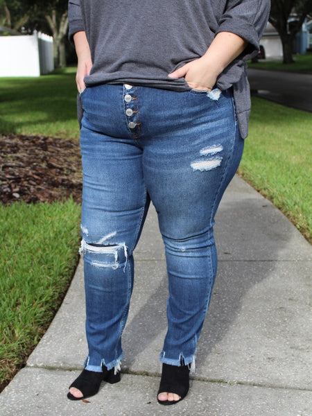 Haylie Distressed Skinny Jeans- Curvaceous