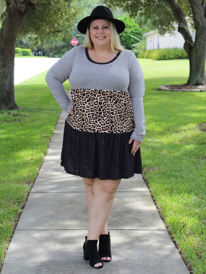 Leopard Tiered Dress - Curvaceous