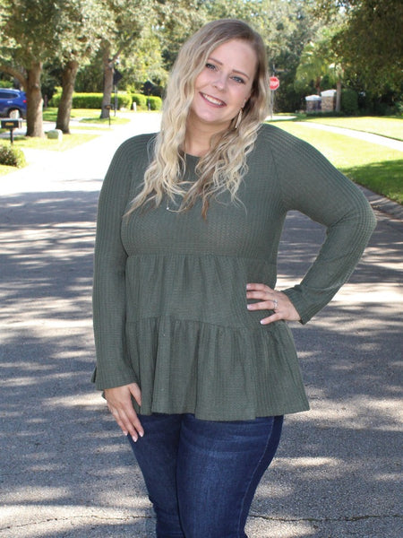 Olive Tiered Babydoll Top
