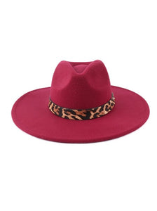 Burgundy Leopard Trim Hat
