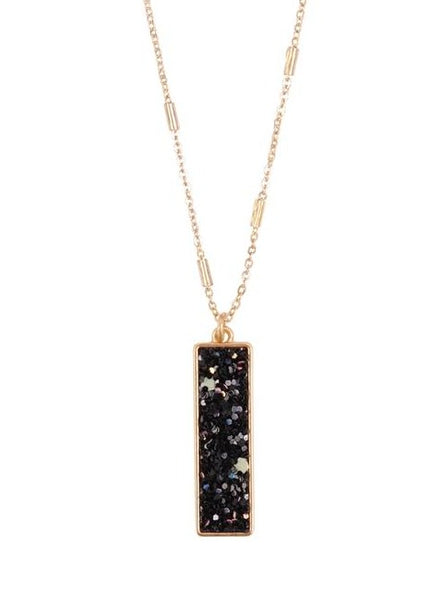 Black Glitter Bar Double Strand Necklace