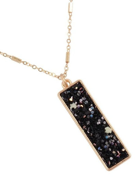 Black Glitter Bar Double Strand Necklace